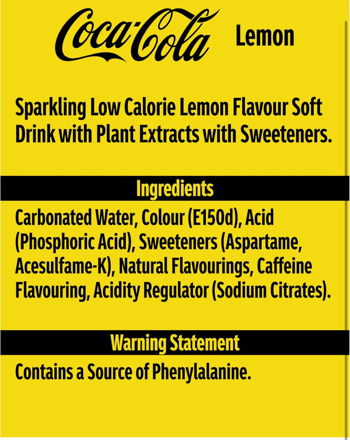 Coke Zero Sugar Lemon Flavour 8-Pack (Best Before: 31/3/25) - 180 Packs per Pallet - Zero-Calorie, Refreshing Lemon-Infused Cola - Perfect for Retail, Vending, or Bulk Purchase