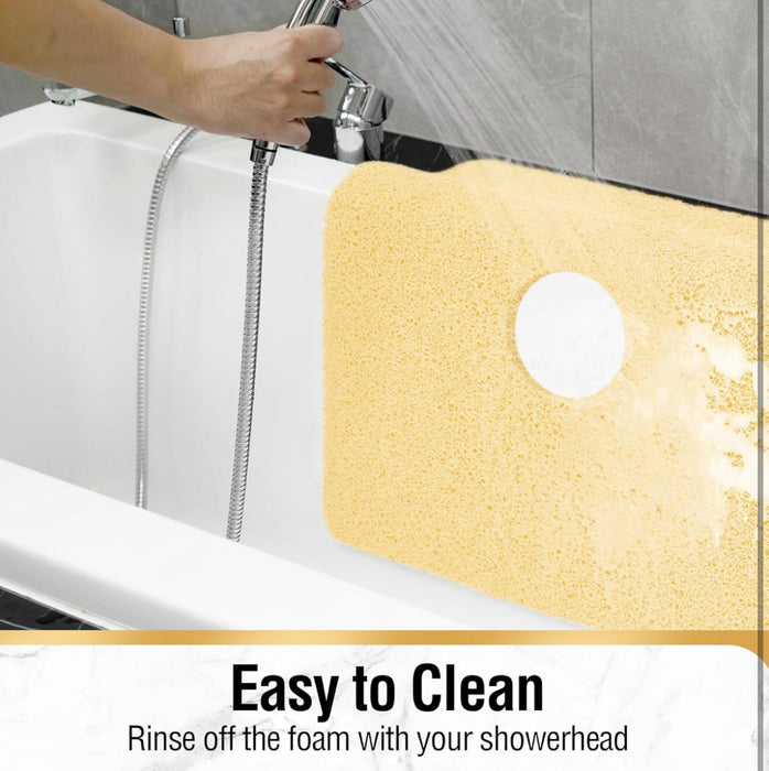 HITSLAM Square Loofah Shower Mat, 60 x 60 cm Bath Mat Non Slip for Bathroom, Soft PVC Washable Bathtub Mat with Drain, Quick Drying Shower Mat for Inside Shower, Beige