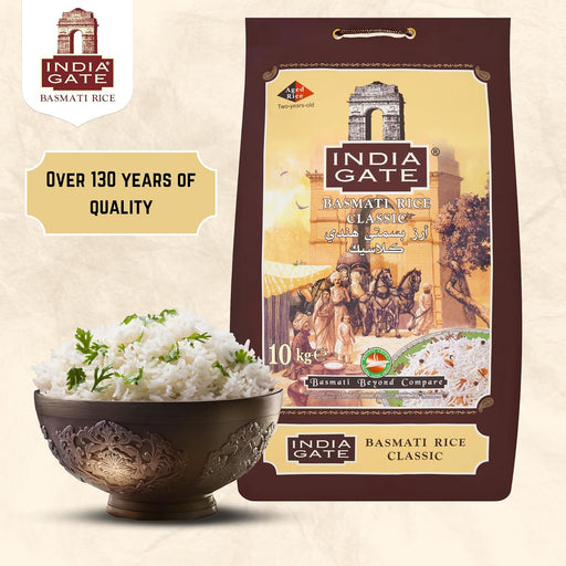 10kg India Gate Basmati Rice Classic - Premium Quality Long Grain Rice - Ideal for Cooking & Perfect for Family Meals BBE 07-26 RRP £39.99 Sale price £24.99