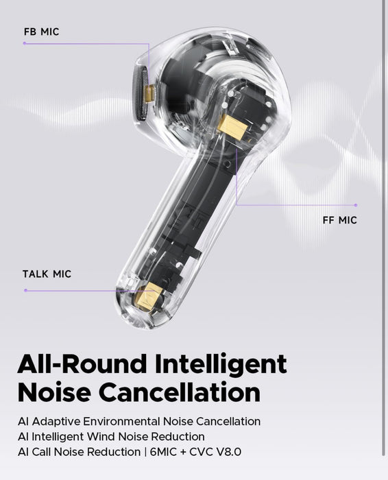 SoundPEATS Air5 Wireless Earbuds Hi Res with aptx Adaptive Lossless, Semi in Ear Bluetooth 5.4 Earphones with 6 Mic Compatible with Snapdragon Sound, 30 Hours Playtime, PeatsAudio APP Control White
