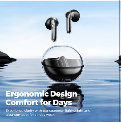 SoundPEATS Clear Pods In Ear Earphones Bluetooth 5.3, True Wireless Earbuds 40 Hours Playtime with Microphones Deep Bass, APP Control