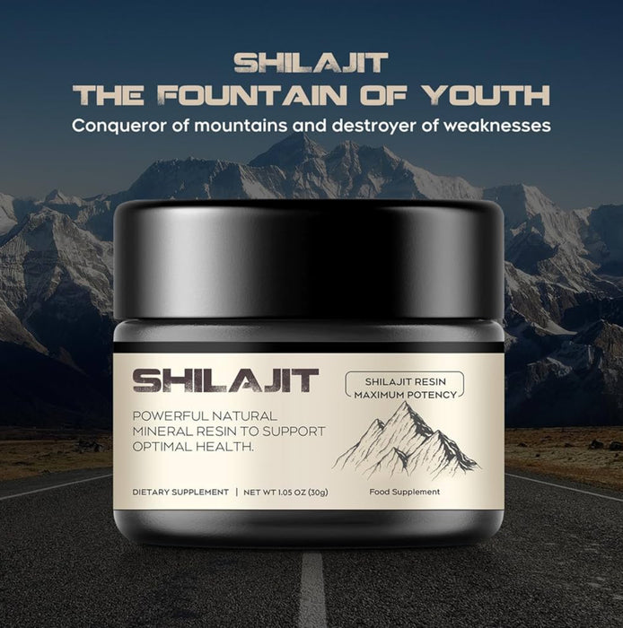 Shilajit Resin, Berrlly Pure Himalayan Shilajit Resin 600mg with 85+ Trace Minerals Complex Beverage for Energy Support, 30 Grams a Box for Suggust 2 Months
