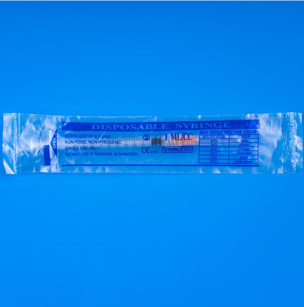 Disposable syringe x 100pack 1ml/cc Luer Lock Syirnge with Cap，Individual Packing