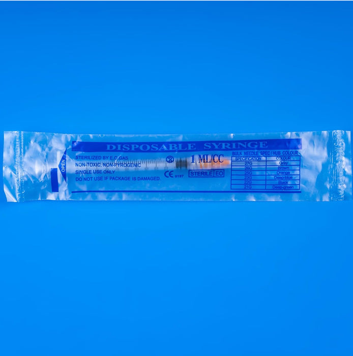 Disposable syringe x 100pack 1ml/cc Luer Lock Syirnge with Cap，Individual Packing