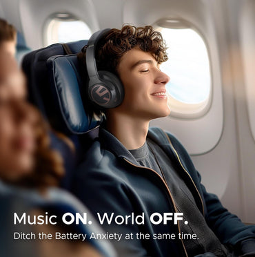 SoundPEATS Space Hybrid Active Noise Cancelling Wireless On-Ear Headphones Foldable Lightweight Over-Ear Bluetooth 5.3, Built-in Microphone, 40mm Driver, 123H Play, Multipoint Connection with ANC