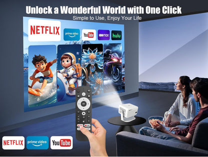 Netflix Licensed Alwtniet L018 NTV Smart Projector, 1080P Native 400 ANSI Auto Focus Auto Keystone Mini Portable Projector with Apps Built-in, ChatGPT Voice Remote Android Home Video Projector