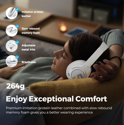 SoundPEATS Space Hybrid Active Noise Cancelling Wireless On-Ear Headphones Foldable Lightweight Over-Ear Bluetooth 5.3, Built-in Microphone, 40mm Driver, 123H Play, Multipoint Connection with ANC