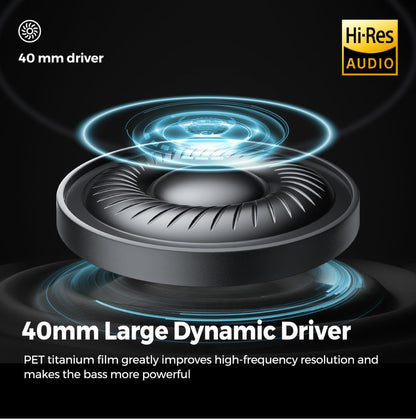 SoundPEATS Space Hybrid Active Noise Cancelling Wireless On-Ear Headphones Foldable Lightweight Over-Ear Bluetooth 5.3, Built-in Microphone, 40mm Driver, 123H Play, Multipoint Connection with ANC