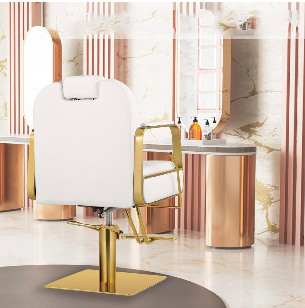 Barber Chair, Salon Chair for Hair Stylist Salon Chair for Hair Stylist, Barber Chair Hair Chair for Home Barbershop Recling, Stylist Chair Hydraulic Pump with 360° Rotation,130° Recline,White