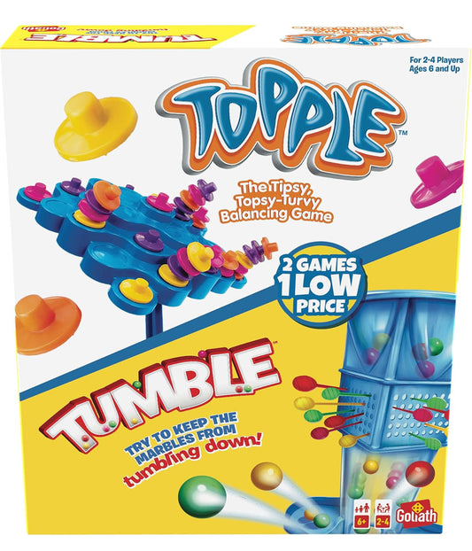 "Topple/Tumble Combo Game - Exciting Stacking, Balancing, and Tumbling Fun for All Ages - Family-Friendly Strategy Game with Vibrant Colored Pieces and Challenging Gameplay for 2-4 Players - Perfect for Game Nights, Parties, and Skill-Building Activities!