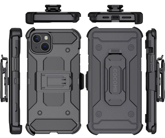 Cocomii Belt Clip Case - Luxury, Swivel Holster, Inward & Outward Facing, Kickstand, Military Grade, Heavy Duty, Shockproof (Black)