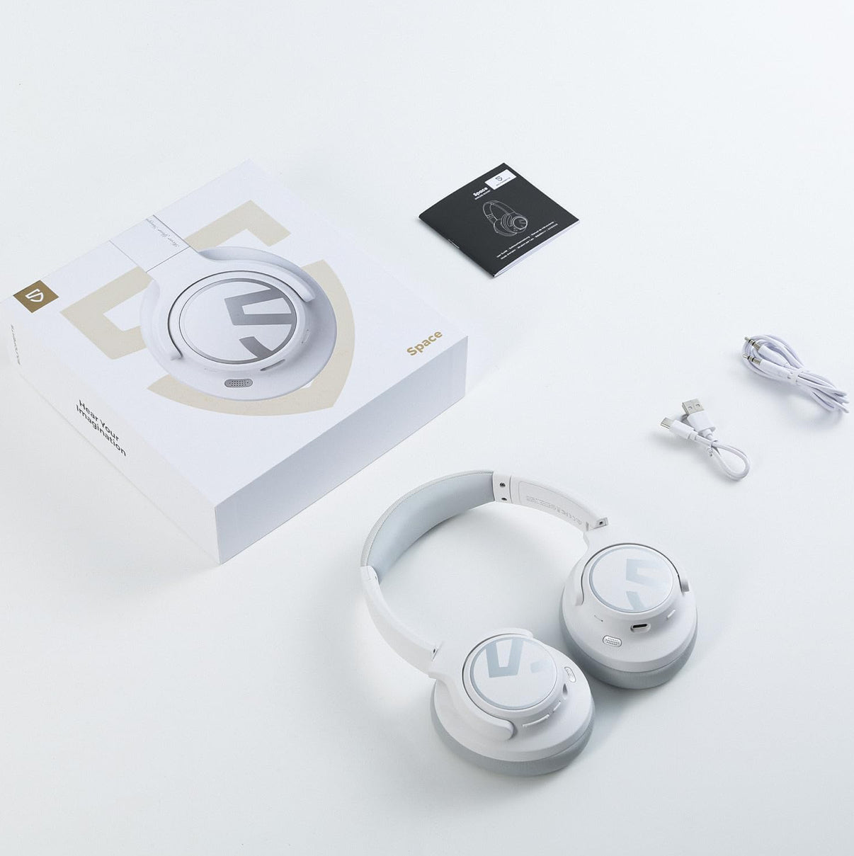 SoundPEATS Space Hybrid Active Noise Cancelling Wireless On-Ear Headphones Foldable Lightweight Over-Ear Bluetooth 5.3, Built-in Microphone, 40mm Driver, 123H Play, Multipoint Connection with ANC
