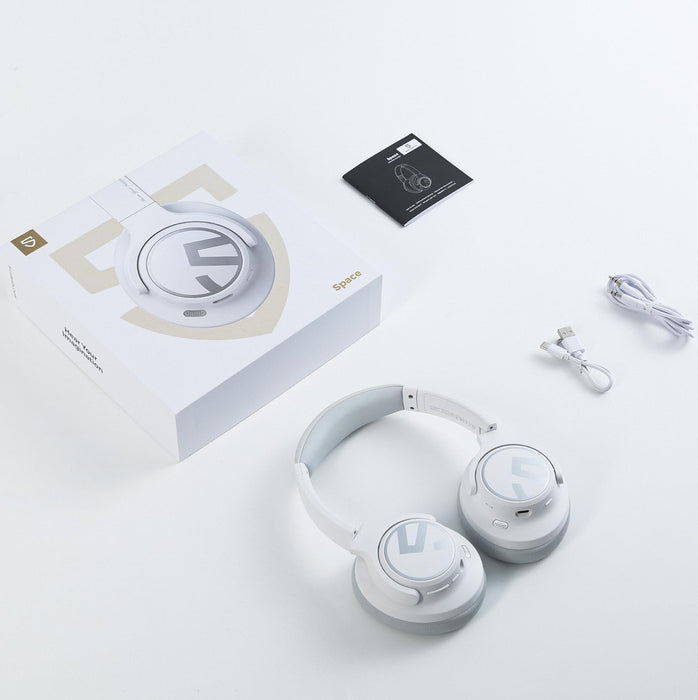 SoundPEATS Space Hybrid Active Noise Cancelling Wireless On-Ear Headphones Foldable Lightweight Over-Ear Bluetooth 5.3, Built-in Microphone, 40mm Driver, 123H Play, Multipoint Connection with ANC