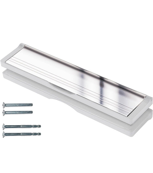 Keypak 12 inch (30.6cm) Door Letterbox - Fits 40-80mm Doors, Anti-Snap Flap, Internal Draught Excluder, Adjustable Letter Box for UPVC Composite Wood Doors (Silver/Polished Silver)