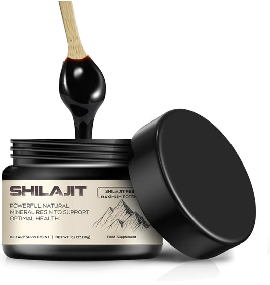 Shilajit Resin, Berrlly Pure Himalayan Shilajit Resin 600mg with 85+ Trace Minerals Complex Beverage for Energy Support, 30 Grams a Box for Suggust 2 Months