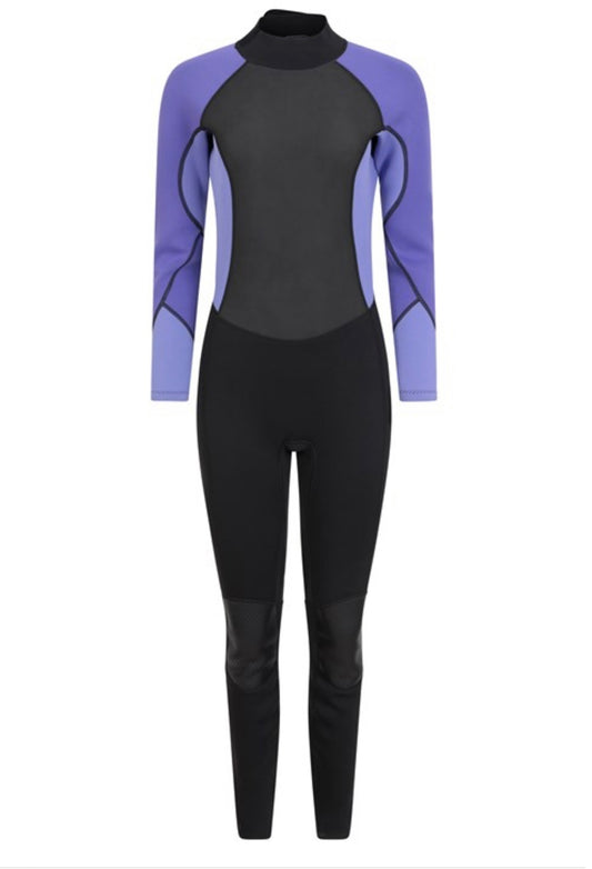 Mountain Warehouse Women's 2.5mm Thickness Full Wetsuit - black / Purple UPF 50+, Contour Fit, Adjustable Neck, Rubber Panel for Improved Grip - Long Sleeve Spring Summer Wet Suit for Bodyboarding & Surfing