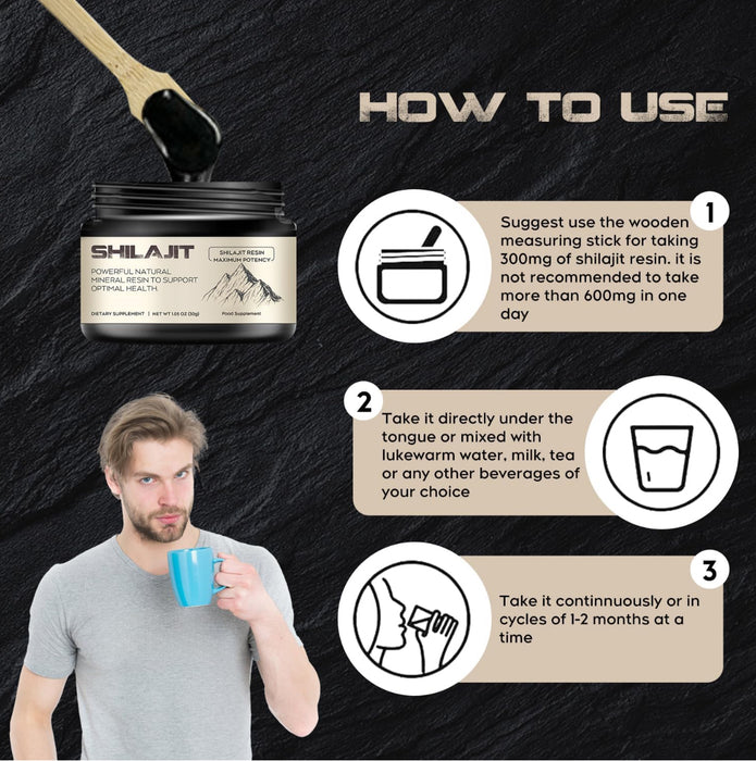 Shilajit Resin, Berrlly Pure Himalayan Shilajit Resin 600mg with 85+ Trace Minerals Complex Beverage for Energy Support, 30 Grams a Box for Suggust 2 Months