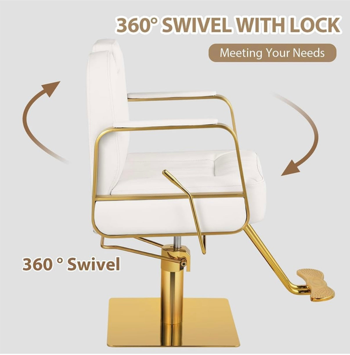 Barber Chair, Salon Chair for Hair Stylist Salon Chair for Hair Stylist, Barber Chair Hair Chair for Home Barbershop Recling, Stylist Chair Hydraulic Pump with 360° Rotation,130° Recline,White