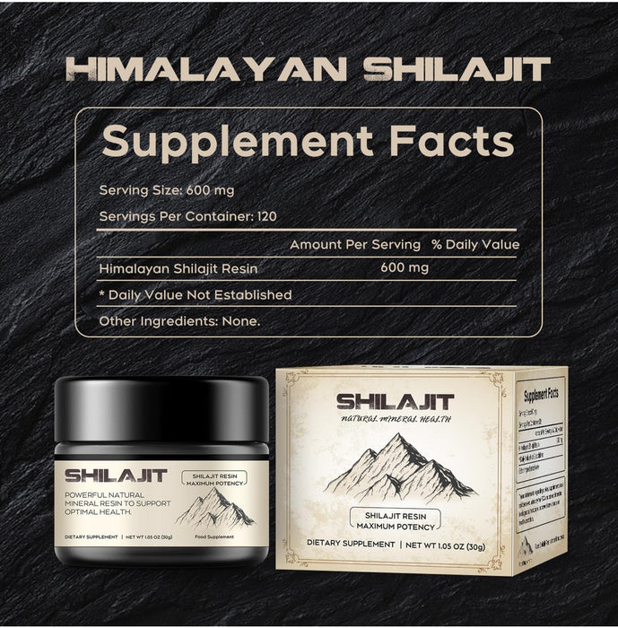 Shilajit Resin, Berrlly Pure Himalayan Shilajit Resin 600mg with 85+ Trace Minerals Complex Beverage for Energy Support, 30 Grams a Box for Suggust 2 Months