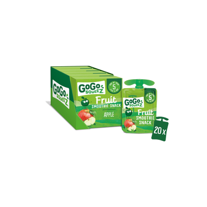 GoGo squeeZ Fruit Smoothie Snack, Apple, 100% Real Fruit Blend (20x90g)