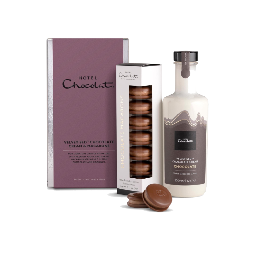 Hotel Chocolat Velveted Chocolate Cream & Macarons Collection (90g+200ml)