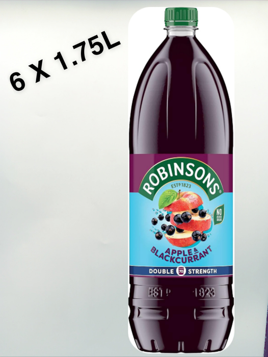 6 X 1.75L Robinsons Double Strength Apple & Blackcurrant No Added Sugar Squash BBE Jun 25 Sale Price £6