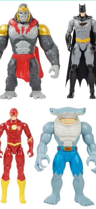 DC Comics, Batman vs. Gorilla Grodd 4-Pack, 30-cm Action Figures (Batman, The Flash, Gorilla Grodd, King Shark), Kids’ Toys for Boys and Girls Aged 3 and Up