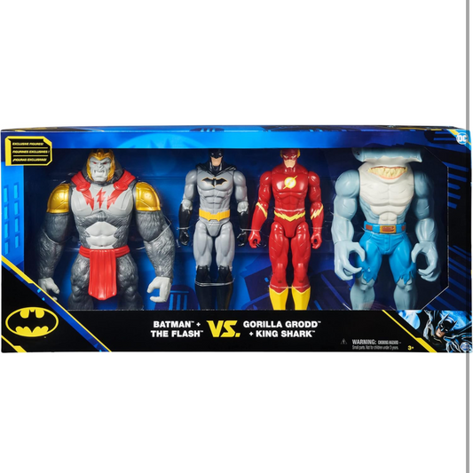 DC Comics, Batman vs. Gorilla Grodd 4-Pack, 30-cm Action Figures (Batman, The Flash, Gorilla Grodd, King Shark), Kids’ Toys for Boys and Girls Aged 3 and Up