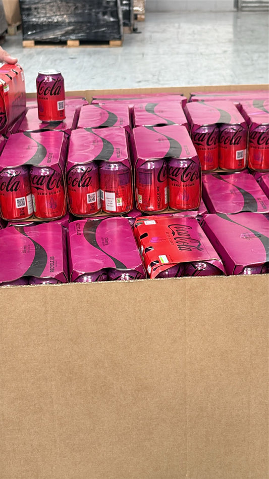 Job Lot of Coke Zero (Lemon & Cherry) 8-Pack Cans - £1.25 per Pack! Pallet Deals Available - Short Dated (BBE 31/03/25)