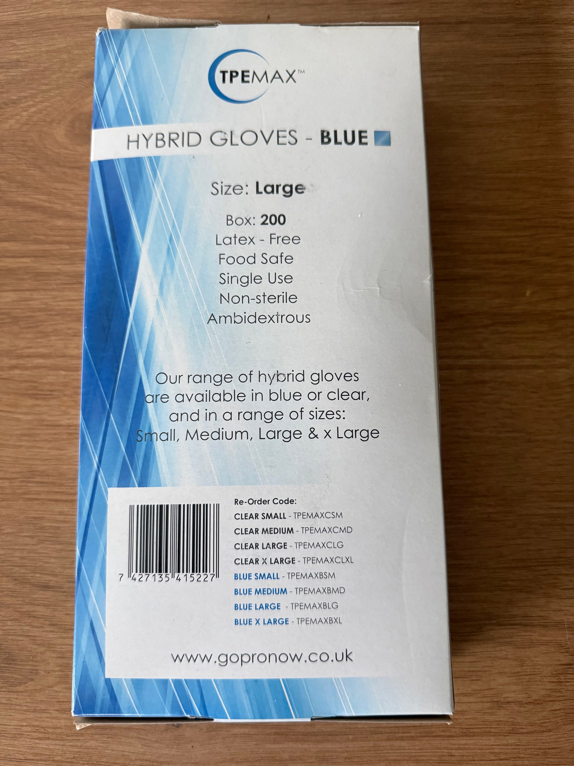 Latex-Free Hybrid Blue Colour Gloves - 1 Box of 200 Gloves - Large