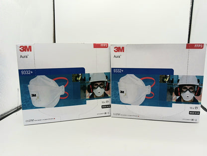 20 x 3M Aura 9332+ FFP3 Valved Respirator Face Mask Disposable dust mask