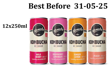12 X 250ml Remedy Kombucha 4 Flavour Mixed Pack  BBE 31-05-25 RRP £19.99 Sale price £9.50