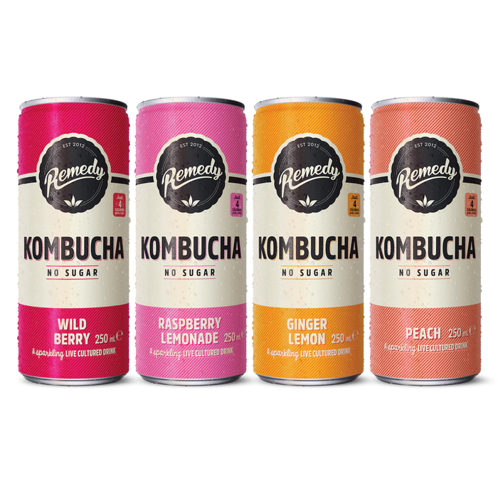 12 X 250ml Remedy Kombucha 4 Flavour Mixed Pack  BBE 31-05-25 RRP £19.99 Sale price £11.50