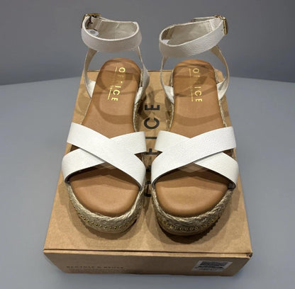 Office Ladies White Leather Ankle Strap Flatform Comfy Smart Sandals Summer Holiday Shoes Slippers RRP £49.99