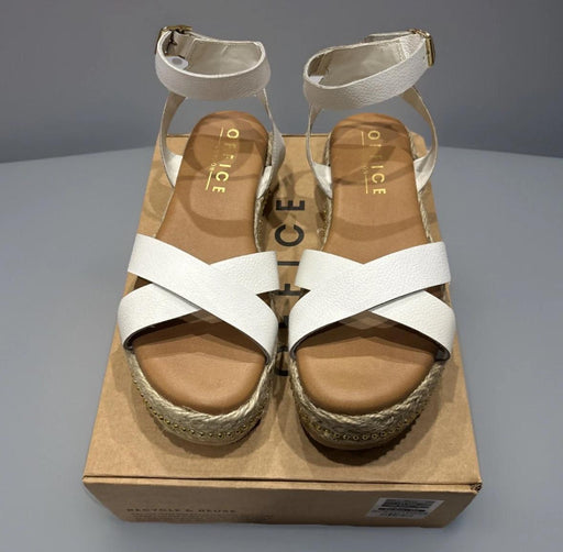Office Ladies White Leather Ankle Strap Flatform Comfy Smart Sandals Summer Holiday Shoes Slippers RRP £49.99