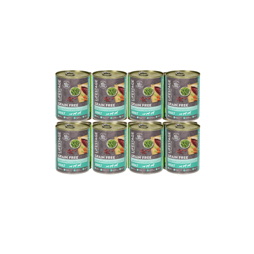 Lifestage Grain Free Duck with Chicken Dog Wet Food (8x395g)