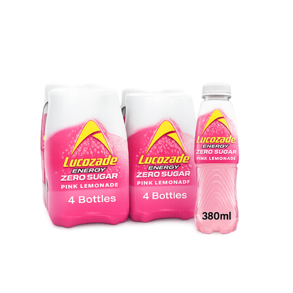 Lucozade Energy Zero Sugar Pink Lemonade (8x380ml)
