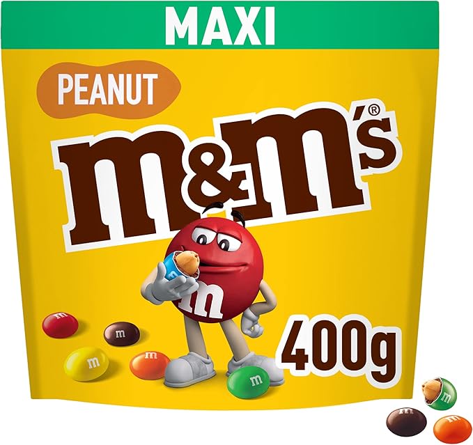 4 X 400G M&M'S Peanut Chocolate Maxi Bag, Milk Chocolate Gifts & Movie Night Snacks BBE 18-05-25 RRP £24.99 Sale Price £14.99