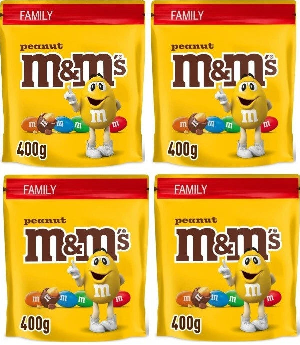 4 X 400G M&M'S Peanut Chocolate Maxi Bag, Milk Chocolate Gifts & Movie Night Snacks BBE 18-05-25 RRP £24.99 Sale Price £14.99