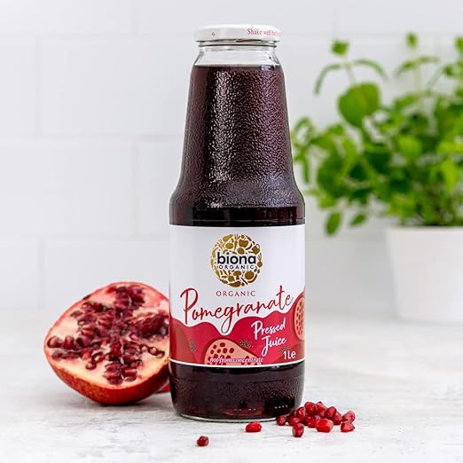 2 X Biona Organic Pomegranate Juice 1L, Pack of 2- Pure, Pressed Fruit Juice - Freshly Harvested by Organic Farmers - Vegan Drinks for just £7.99
