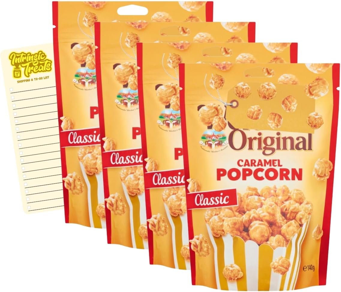 4 X 140G Werther's Original Caramel Popcorn, Gourmet Popcorn with a Caramel Twist  BBE 02-26 RRP £14.99 SALE PRICE £7.99