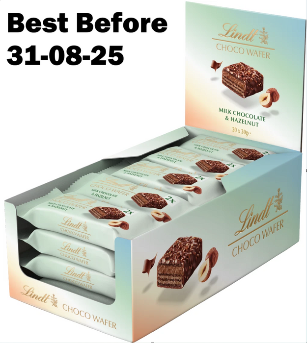 20X30g Lindt Choco Wafer Milk Chocolate  Hazelnut Treat Pack  BBE 08-25 RRP £17 Sale price £7.99