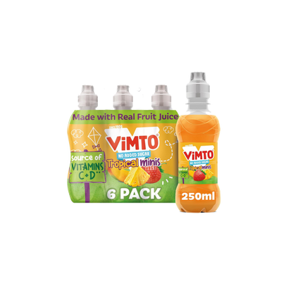 Vimto No Added Sugar Tropical Minis Mixed Fruit Juice Drink (6x250ml)
