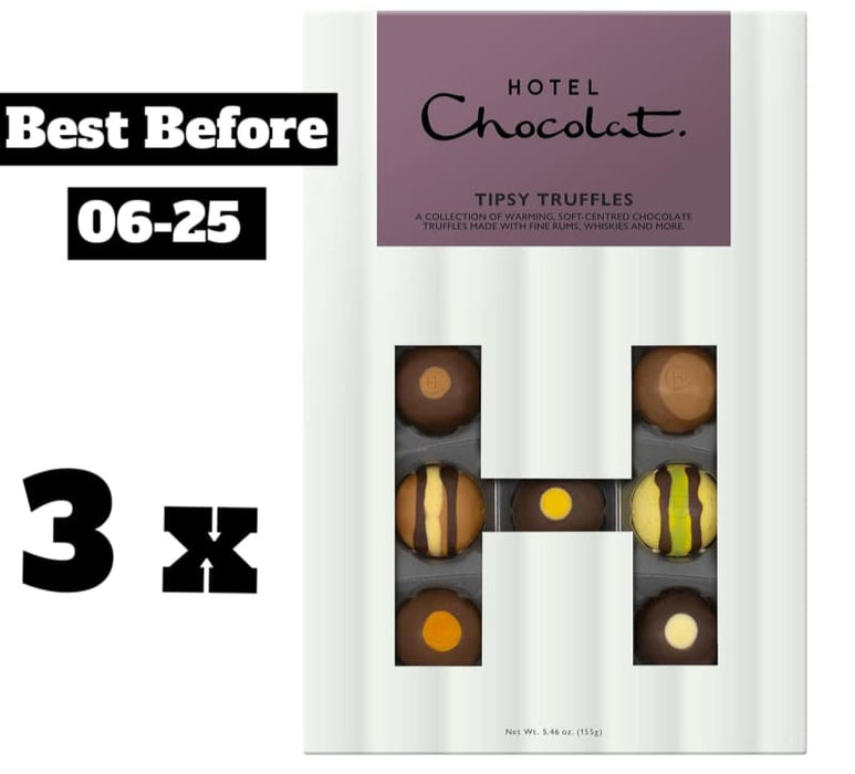 3X155g Hotel Chocolat Tipsy Truffles H-Box - 14 Of Our Finest Alcoholic Chocolates - Suitable for Vegetarians - Gifts For Birthday, Thank You, Congratulations, Anniversary  BBE 06-25 RRP £55 Sale price £21.99