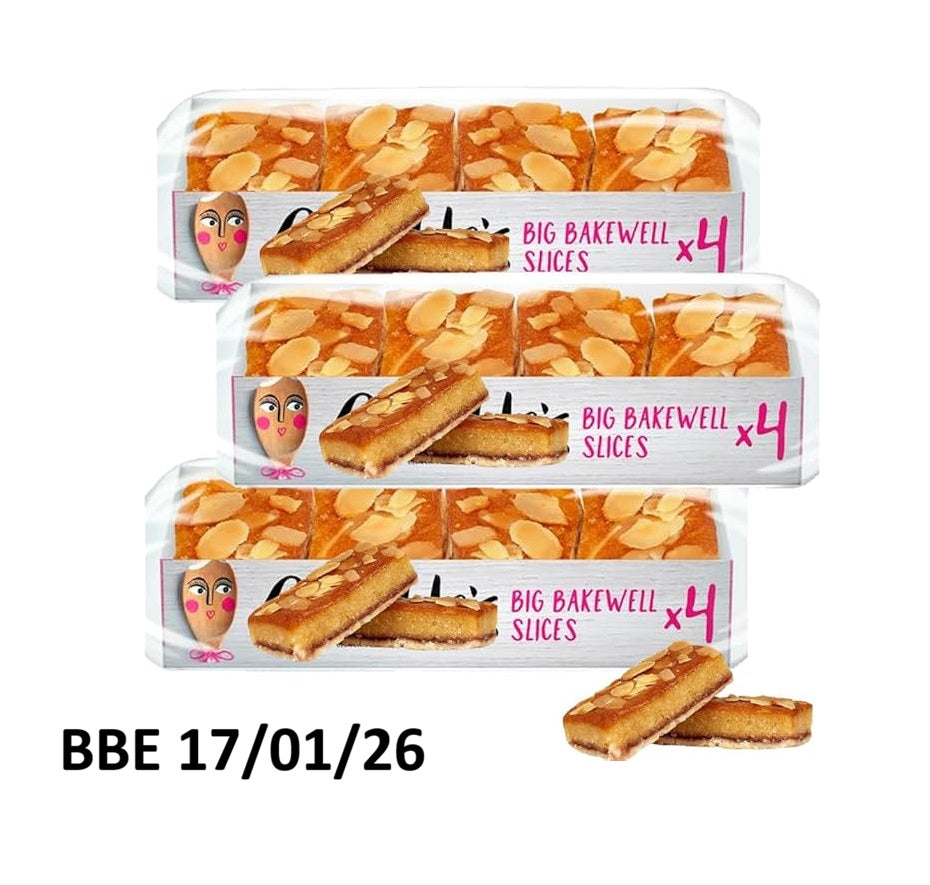 Crimble's Bakewell Slices 4 Pack - Pack of 03 – Almond Flavoured Sponge with Fruity Layer and Gluten-Free Pastry Base – Delicious Traditional Treats Perfect for Tea Time, Snacking & Gifting - ONLY £3.99