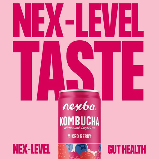 12 X 330ml Nexba Naturally Sugar Free Mixed Berry Kombucha, Sleek Cans BBE 24-02-26 RRP £16.99 Sale price £11.99