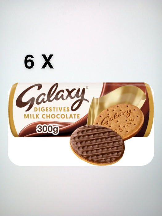 6 X 300g GALAXY MILK CHOCOLATE DIGESTIVE BISCUITS FREEPOST 1 box of 6 Packs Long Dated
