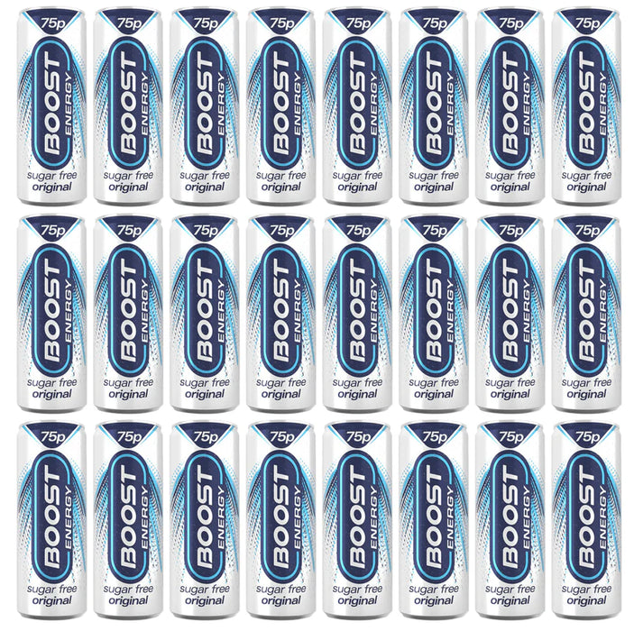 24 X 250ml Boost Energy Drink Sugar Free Original - 24 cans Drink with Caffeine, Taurine and Vitamin B | Carbonated Energy Drinks | Gluten Free Vegan Low Calorie Zero Sugar Fizzy Drinks  BBE 04-25 RRP £19.99 Sale price £9.99