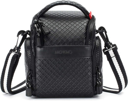 MCHENG Waterproof PU Leather Camera Bag Shock Resistant Portable DSLR Camera Case, Black