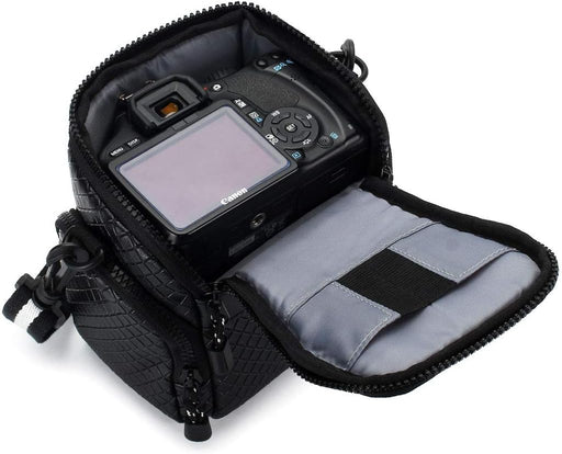 MCHENG Waterproof PU Leather Camera Bag Shock Resistant Portable DSLR Camera Case, Black